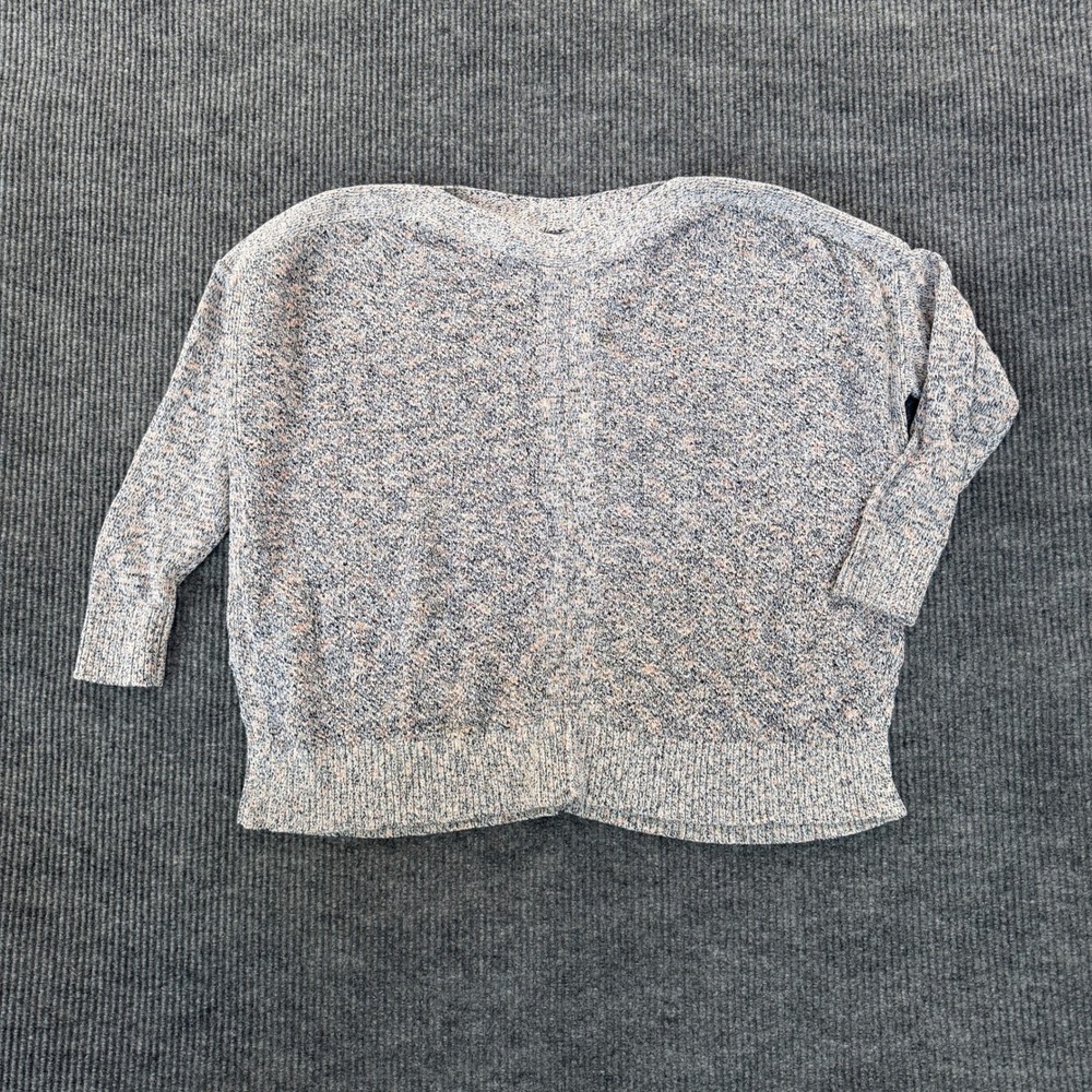 LOFT Womens Space Dye Marled Knit Pullover Sweater Size L Blue Peach Boat Neck